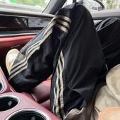 子夏季 休闲三条直筒杠直运动休闲裤 美式 裤 速干工装 撞色黑色条纹裤