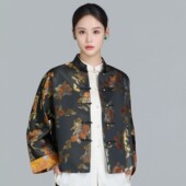 百搭中国风复古提花外翻袖 格格品牌新中式 时尚 对襟立领上衣