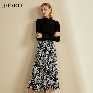 高腰油画风A字裙伞裙 韩版 jjparty碎花半身裙女中长款 春夏新款