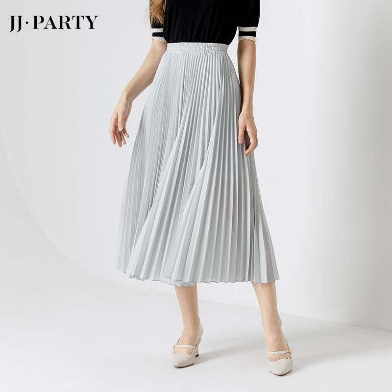 大摆轻奢秋季纯色休闲高腰半身裙