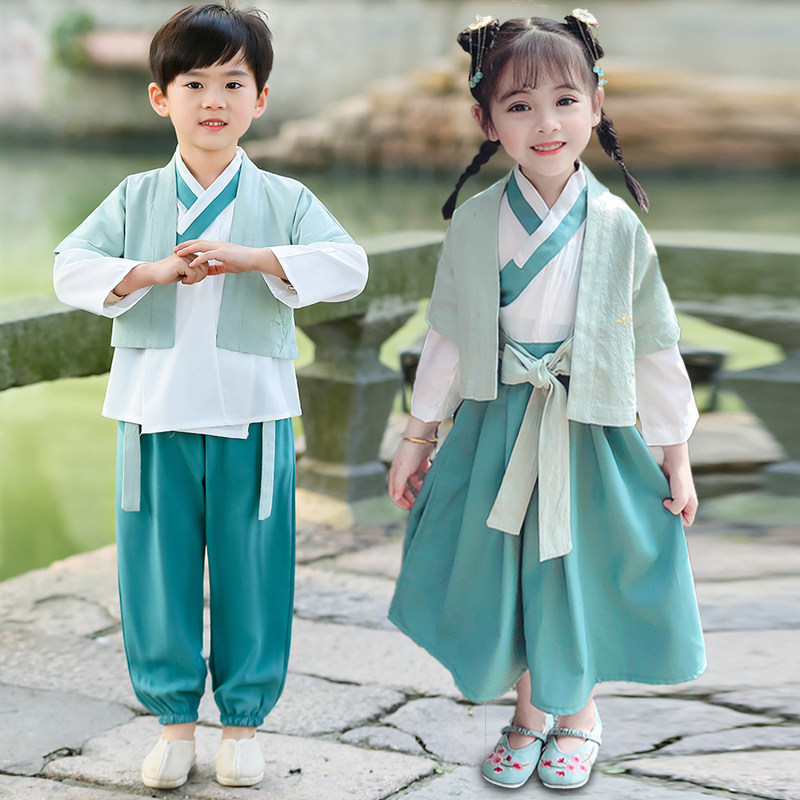 儿童春秋夏薄款棉麻国学汉服套装