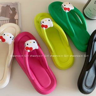 谁懂一低头就是kitty的暴击！多巴胺真的超爱的，kt猫人字拖鞋