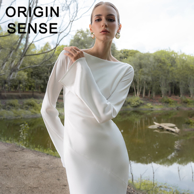 缎面春秋季款白色连衣裙知觉之门