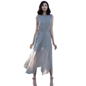 灰色雪纺轻奢高级感女超仙两件套