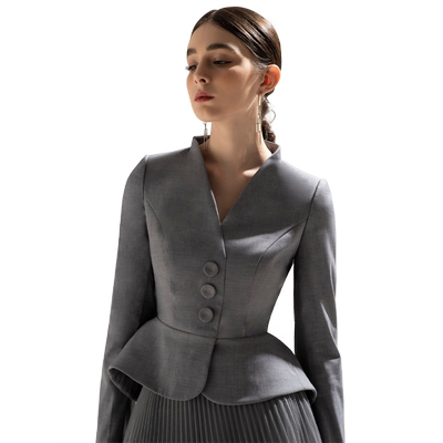 50年代欧式高档灰色时装两件套