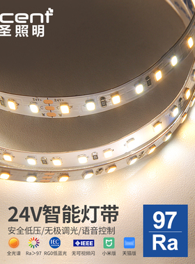 led全光谱智能灯带双色温cob低压24v可调光调色涂鸦线形条灯