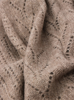 SUCHU素雏 软糯原绒  无染色  紫绒镂空针织羊绒围巾披肩秋冬厚