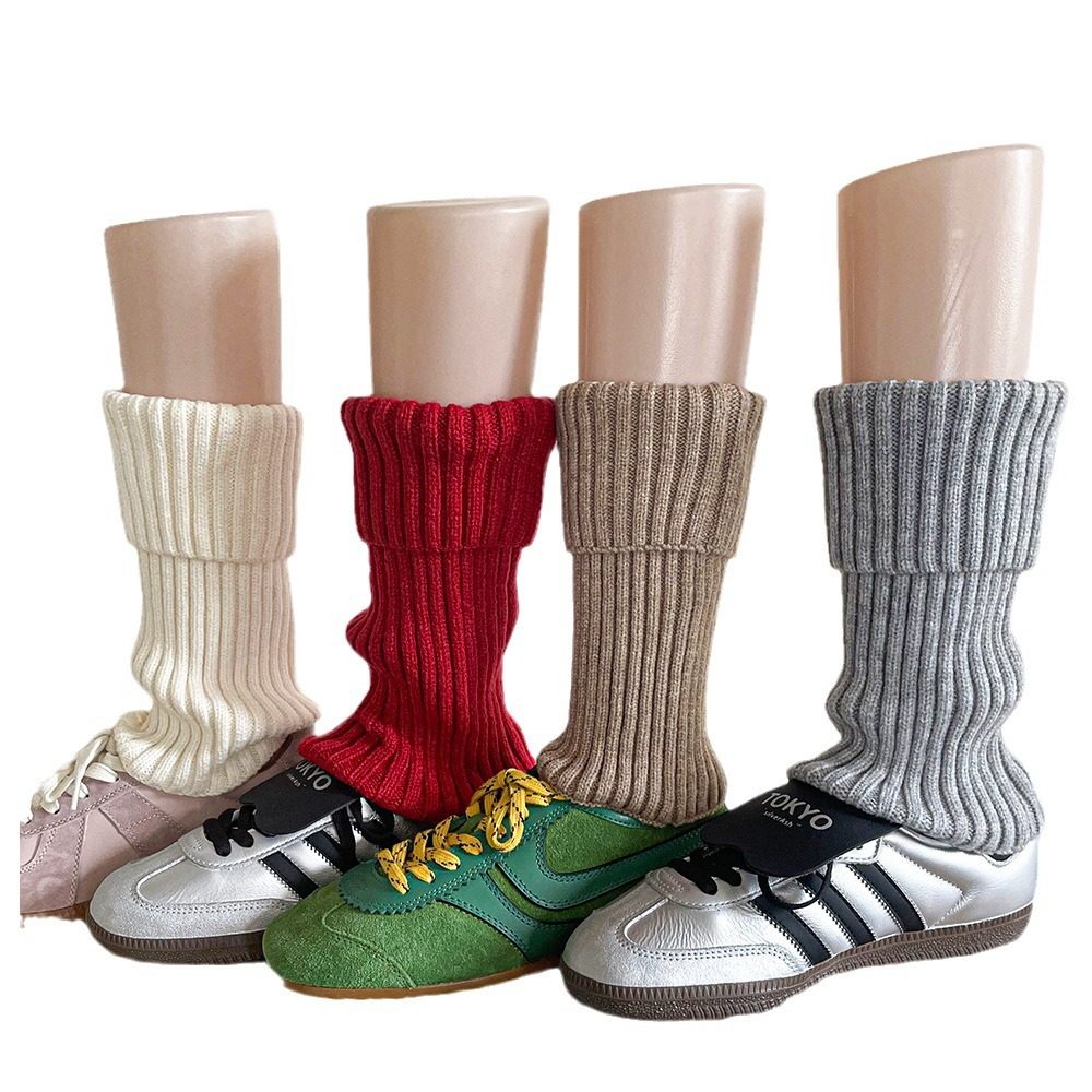 m翻边袜套in韩系粗条纹腿套堆堆中筒袜加厚保暖脚套时尚百搭1双女