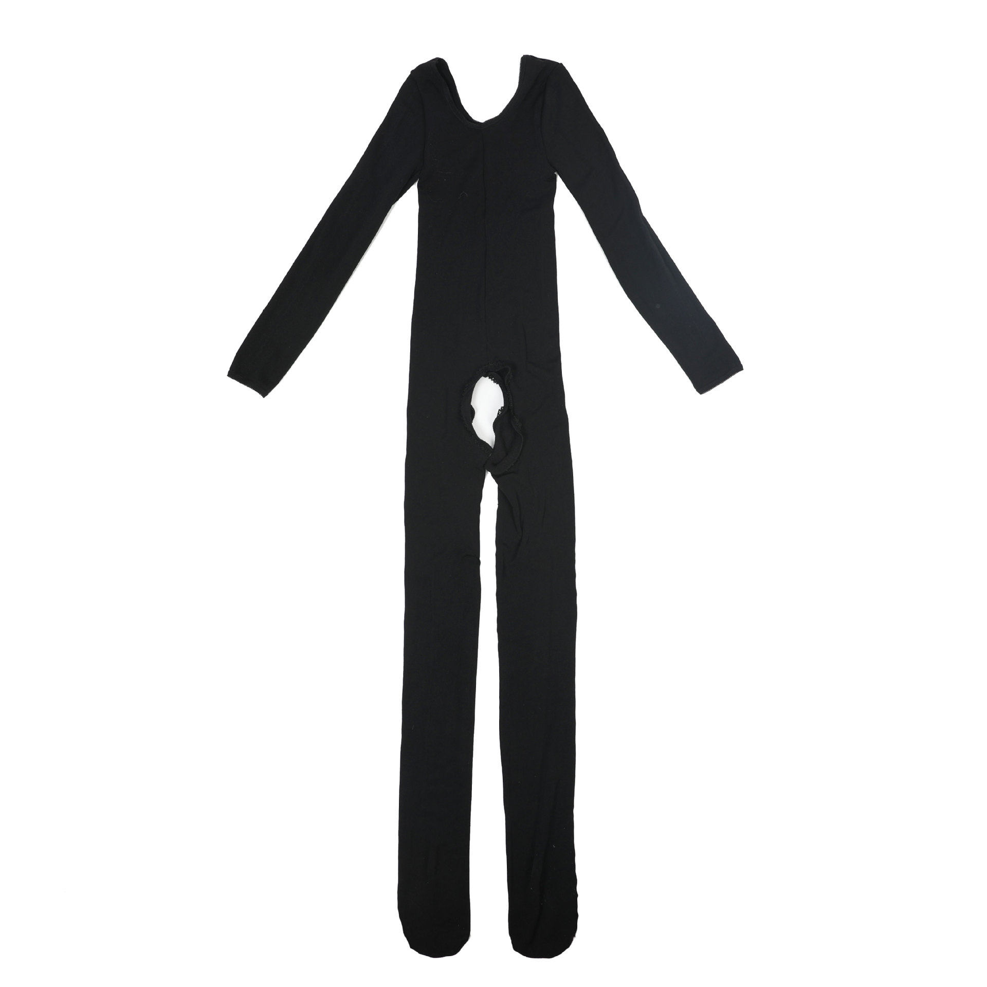 秋冬加绒一体连体衣女士开档免脱塑身保暖修身套装拉链开档打底裤