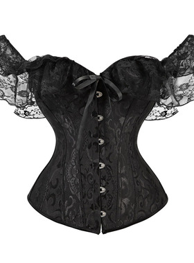 速卖通wih收腹束腰提花带蕾丝肩带宫廷塑身上衣