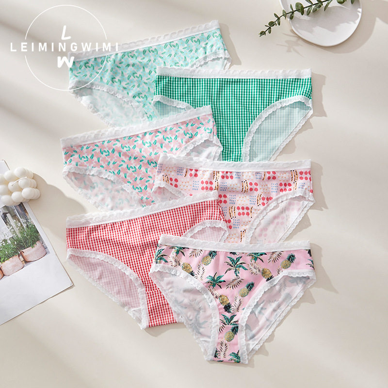 日系印花女士三角裤舒适亲肤透气纯棉裆内裤女个性碎花跨境新品