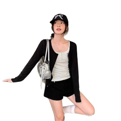 设计感灰色纽扣背心吊带衫女夏季内搭可外穿修身袖简约百搭上衣