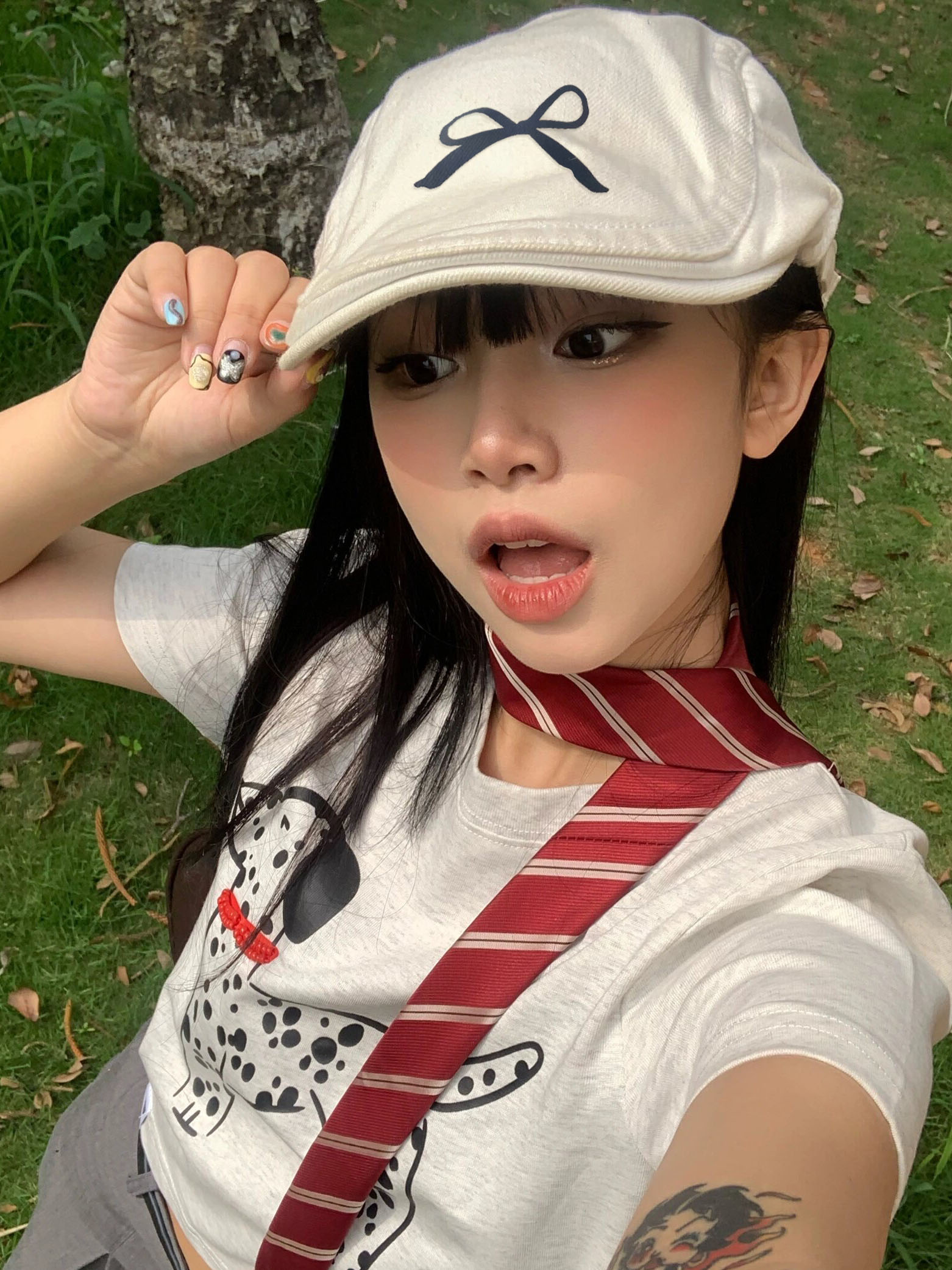 韩国夏季薄款蝴蝶结前进帽白色贝雷帽百搭鸭舌帽女ins博主画家帽
