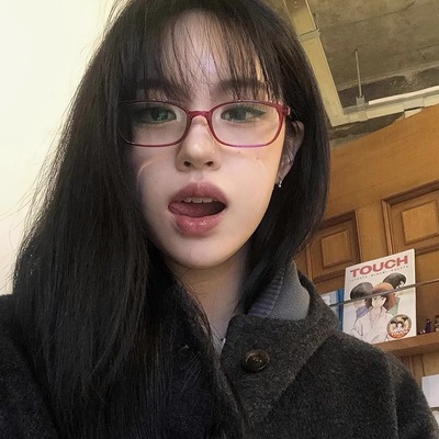 韩国ins博主复古透明红色小方框眼镜架凹造型女亚文化显脸小时尚