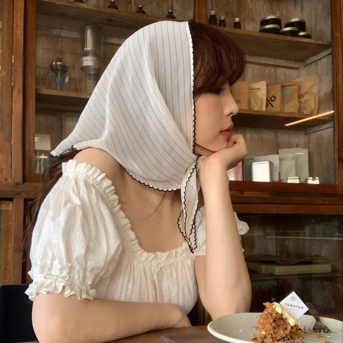 韩系薄款条纹三角巾女士夏季海边度假时髦防晒透气发带丝巾多功能,服饰配件/皮带/帽子/围巾,围巾/丝巾/披肩,淘宝优惠券,粉丝福利购,淘宝优惠卷