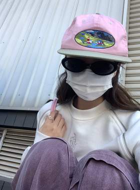 韩国old school软顶宽帽檐棒球帽女ins遮阳显脸小粉色可爱鸭舌帽