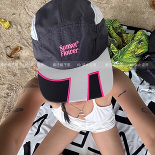 韩国尼龙速干平檐棒球帽子女夏季新款拼色防晒骑行运动鸭舌帽男潮