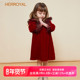 HERROYAL小中大童洋气女童真丝丝绒连衣裙礼服裙10A 12A