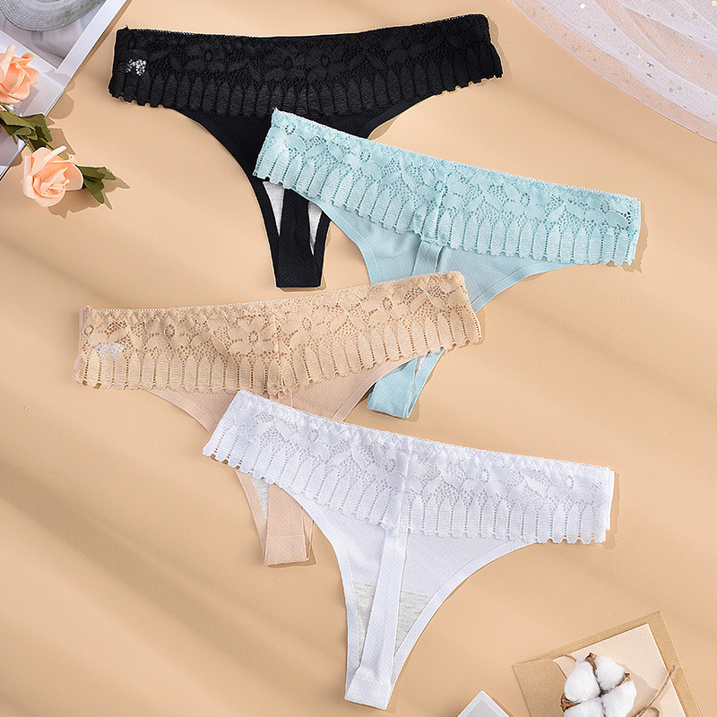 冰丝内裤女蕾丝花边超薄性感健身运动纯欲风弹力纯棉裆透气