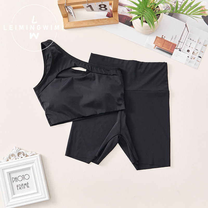 时尚性感美背内衣套装女瑜伽服带胸垫紧身无痕运动短裤文胸两件装