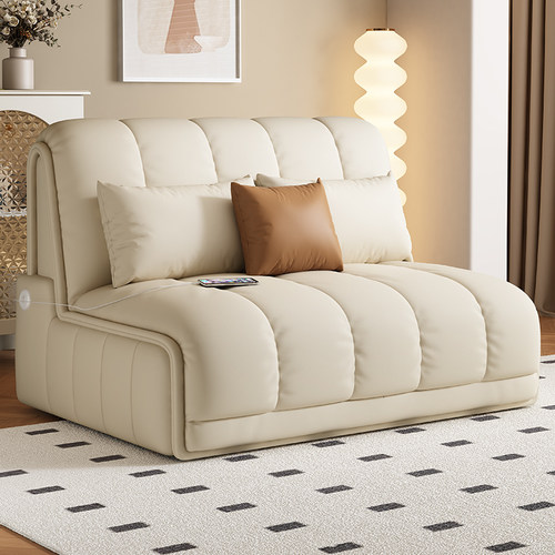 智能电动沙发床两用可折叠真皮卧