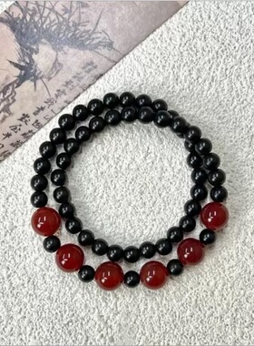 「热销」木珠双圈手串女复古新中式天青冻跑环礼物手饰