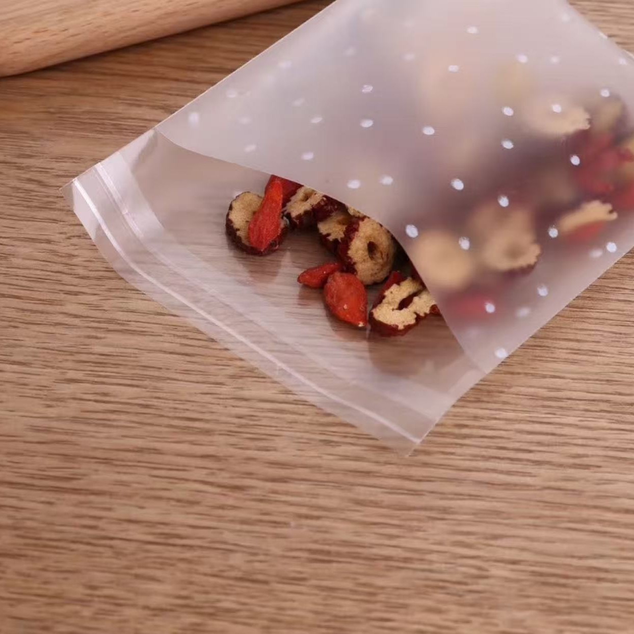 烘焙自粘袋白色波点磨砂半透明包装袋饰品小样袋曲奇饼干袋糖果袋
