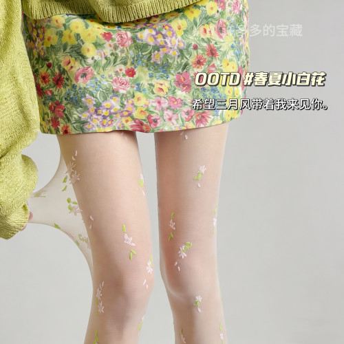 许多多的宝藏春夏小清新小花立体提花碎花连裤袜薄款打底袜丝袜女