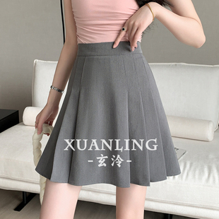 简约百褶半身裙A字版型显瘦高腰遮胯百搭通勤学院风短款裙子女