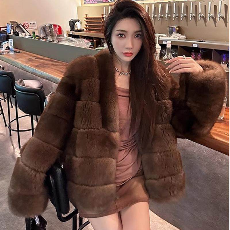 冬季紫貂短款貂皮大衣女高端时尚韩版名媛气质仿皮草外套2024新款
