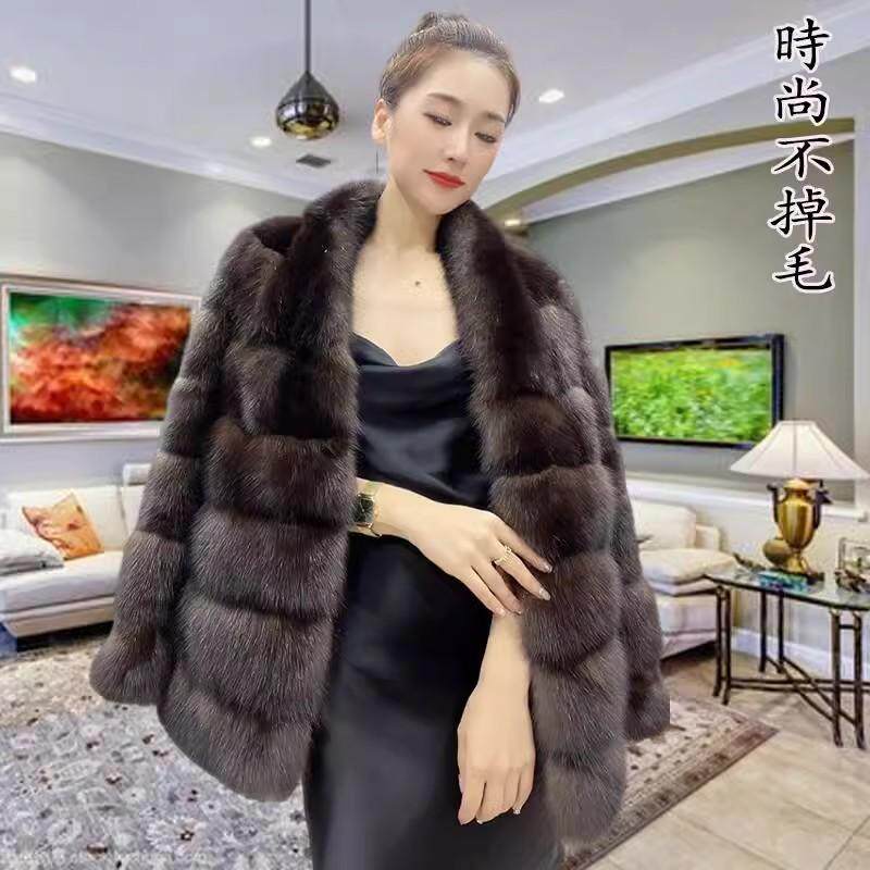 貂皮大衣短款高级感中古貂毛加厚保暖时尚百搭水貂绒环保紫貂皮草