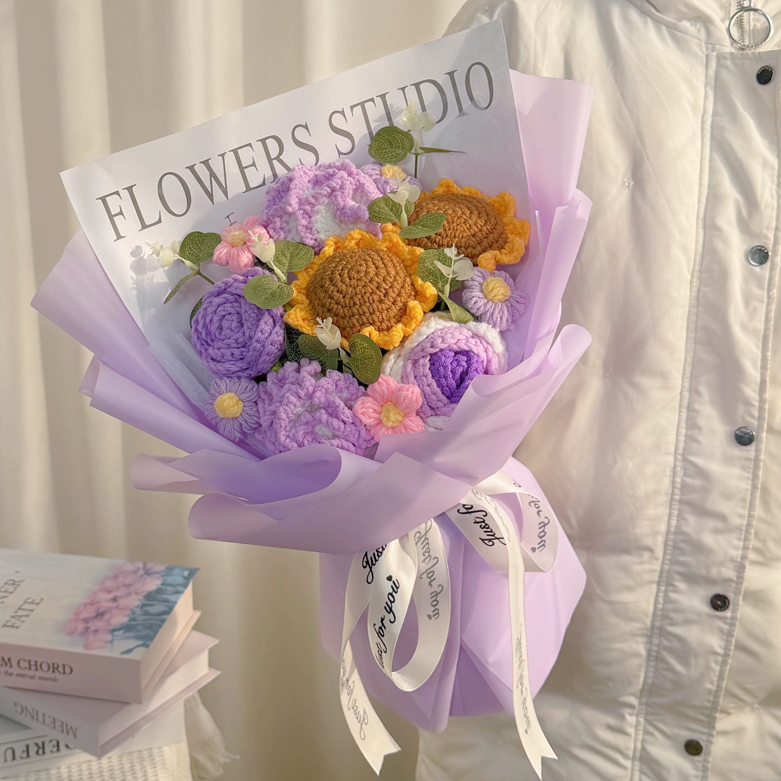 教师节手工毛线玫瑰花束礼物
