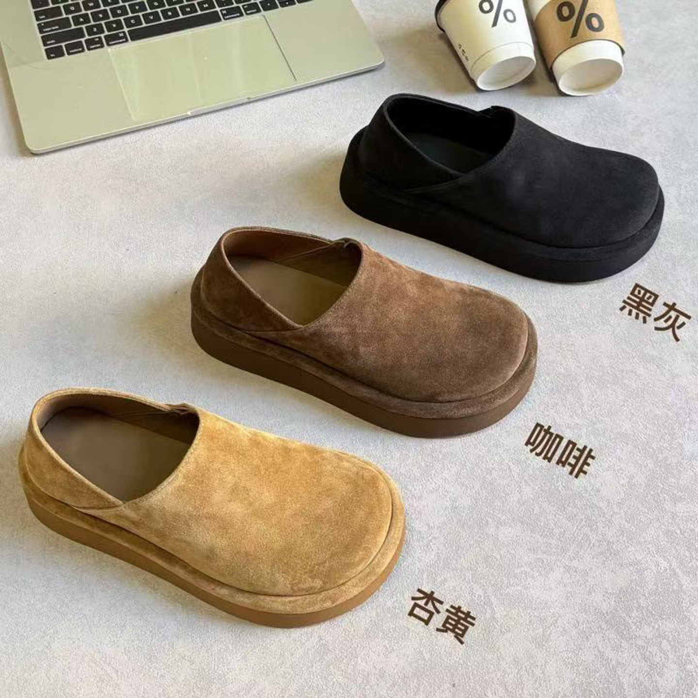 欧洲站真皮厚底勃肯鞋女