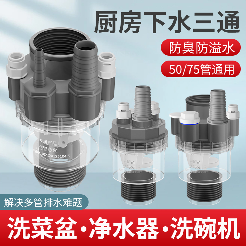 【新升级厨房通用】下水管三头通