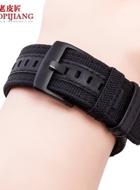 老皮匠帆布表带男适配Jeep/吉普牧马人JP15203防水运动男表链22mm