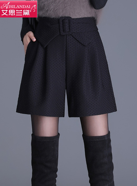 黑色短裤女秋冬2025新款韩版宽松百搭A字阔腿裤显瘦外穿休闲靴裤