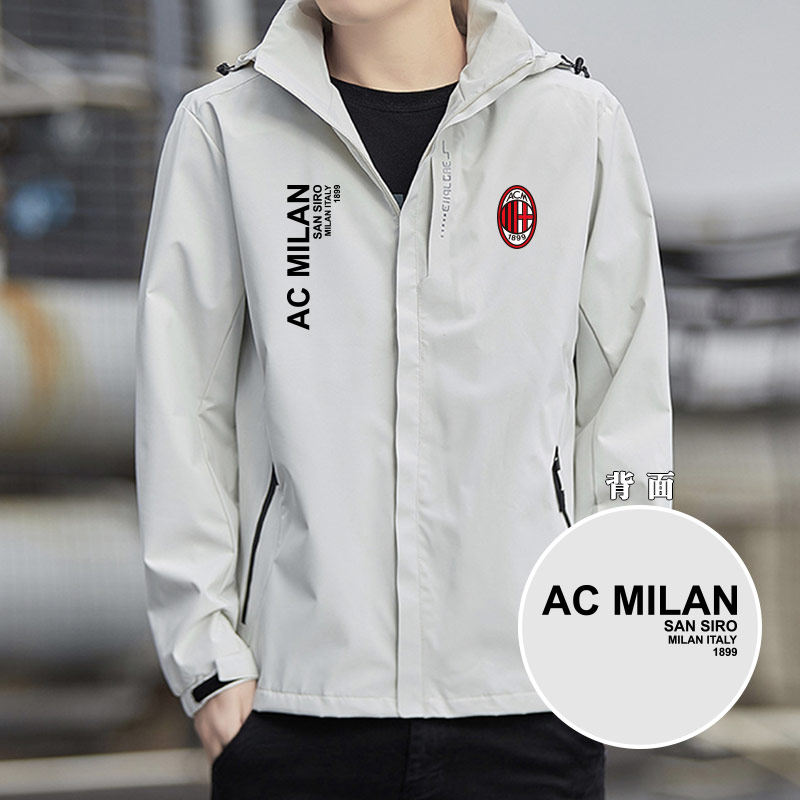 2018秋冬新款AC米兰Milan意甲足球连帽夹克冲锋衣外套衣服男夹克