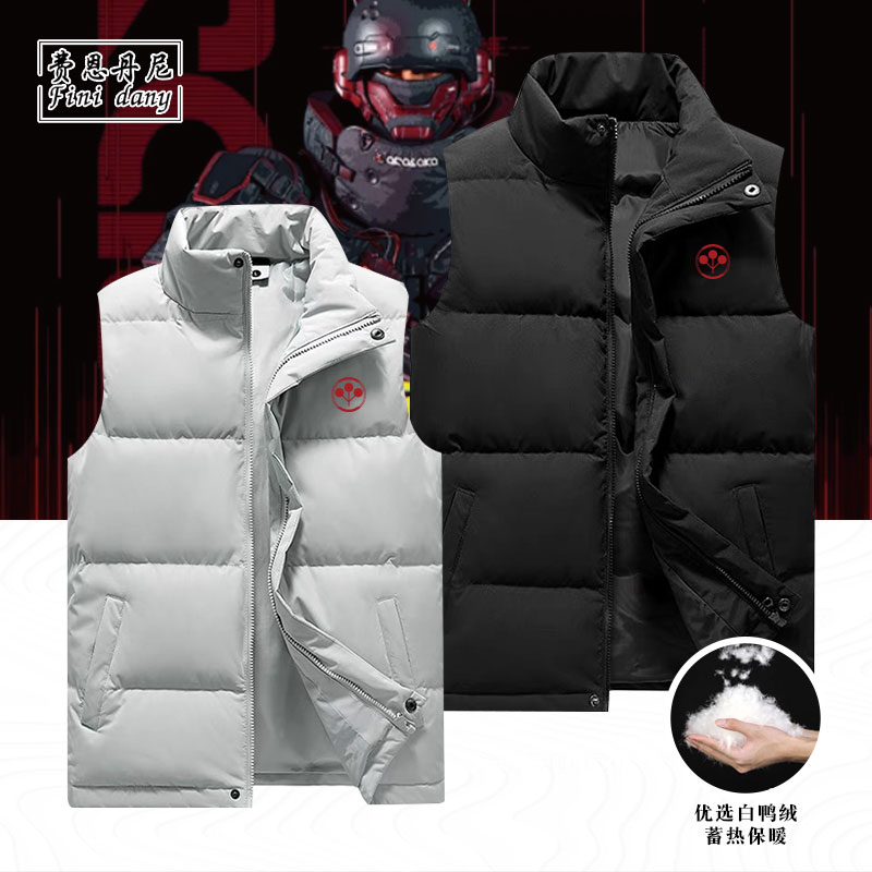 赛博朋克2077公司狗荒坂标志秋冬立领羽绒马甲衣服男宽松强尼银手
