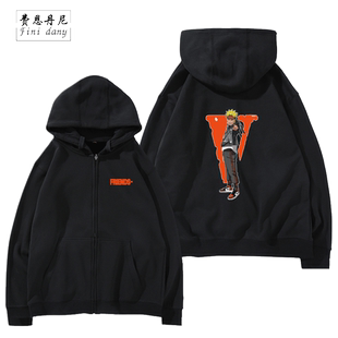 火影忍者鸣人联名vlone潮牌港风ins超火的连帽拉链卫衣外套陈冠希