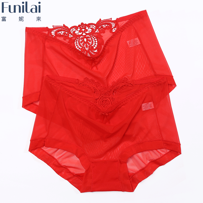 富妮来本命年红色网纱女内裤