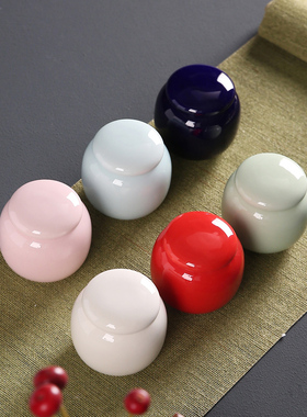 茶叶罐陶瓷茶仓小号旅行便携香粉密封罐小瓷瓶红茶绿茶包装盒定制