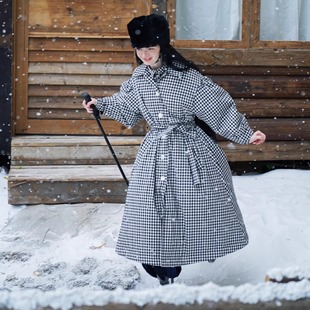 WOKERKER  日系复古廓形黑白嘉顿格90白鸭绒长款羽绒服