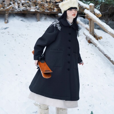 WOKERKER裥棉长款棉服A摆外套