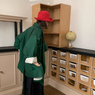 纸感长绒棉野苜雾绿工装 WOKERKER Vintage英式 复古New 外套 秋款