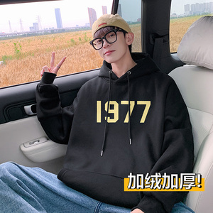 港风美式宽松抖音直播男情侣连帽卫衣A354 W819P48加绒加厚60控68图片