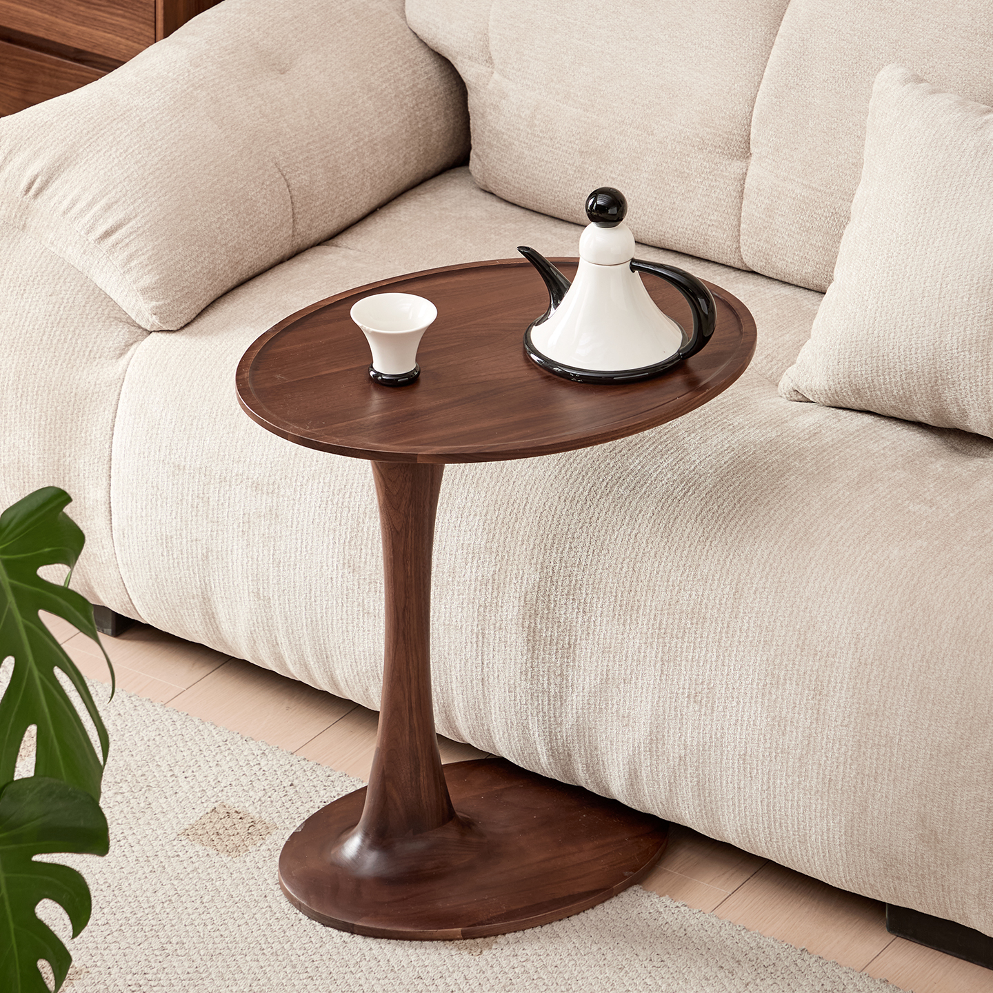 像素北美进口黑胡桃木全实木可移动折叠茶几小户型客厅沙发边角几