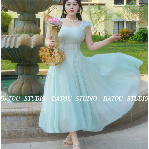 哒头.Studio【鱼姬少女】【裙摆超大】微胖显瘦度假氛围感连衣裙