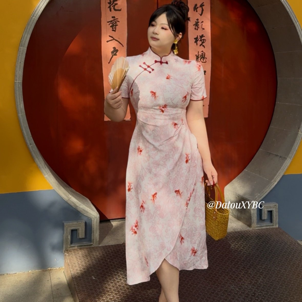 哒头.Studio【好运锦鲤】2025微胖大码气质改良旗袍连衣裙