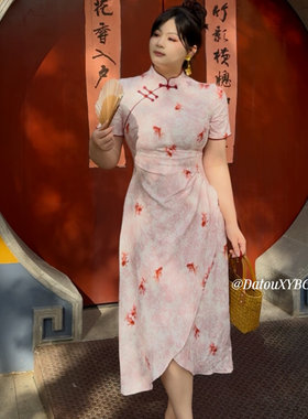 哒头.Studio【好运锦鲤】2025微胖大码气质改良旗袍连衣裙
