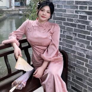 春节可飞 幽幽粉竹 微胖大码 显瘦修身 清清 新款 连衣裙 爆款